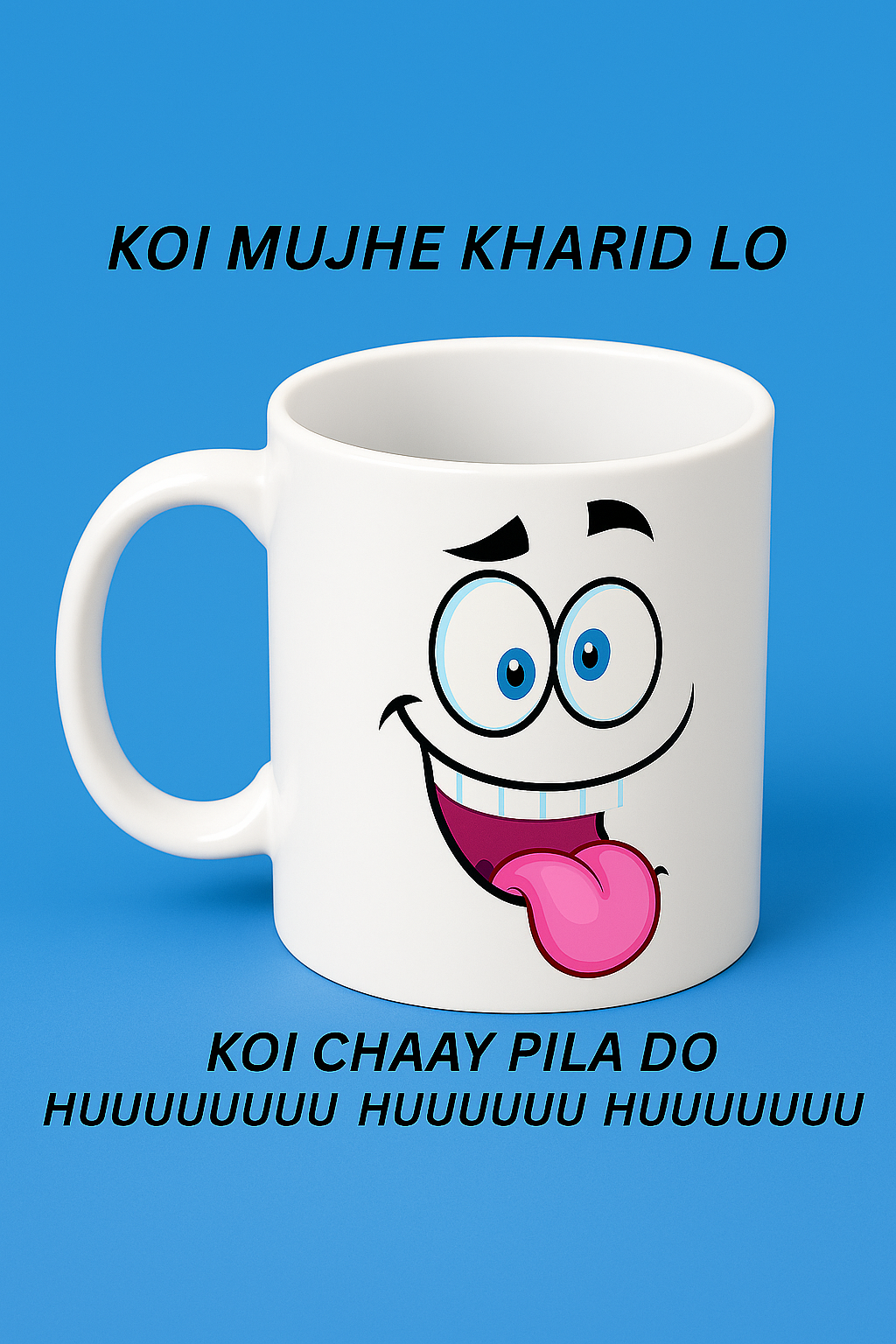 ☕ “KOI MUJHE KHARID LO” Funny Printed Mug | Unique Tea & Coffee Cup for Friends & Office Fun 😆