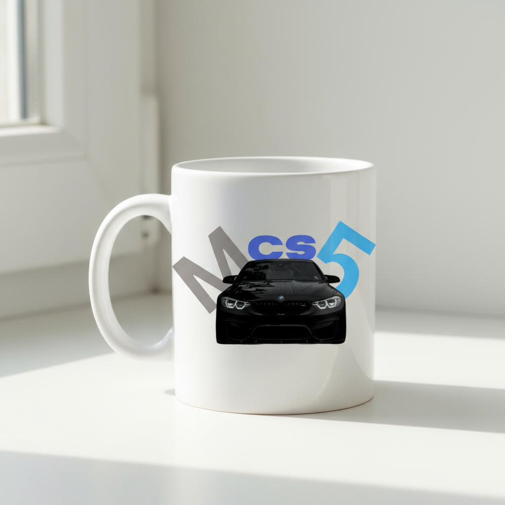 ☕ M 5CS Printed Mug | Stylish Car Design | Perfect Gift for Car Lovers & Coffee Fans 😍