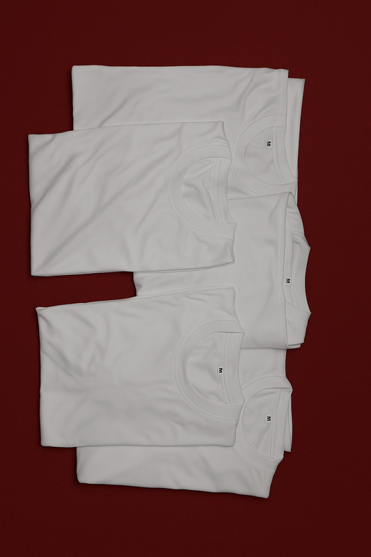 Pack of 5 plain white T-shirts made from premium