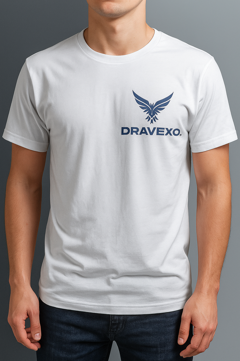 DRAVEXO &nbsp;White T-Shirt – Bold. Minimal. Impactful.