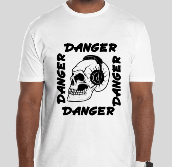 ⚠️ DANGER Skull Headphones Graphic T-Shirt