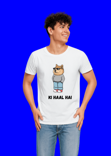 ✨ Men’s Graphic Printed T-Shirt – “KI HAAL HAI” Edition